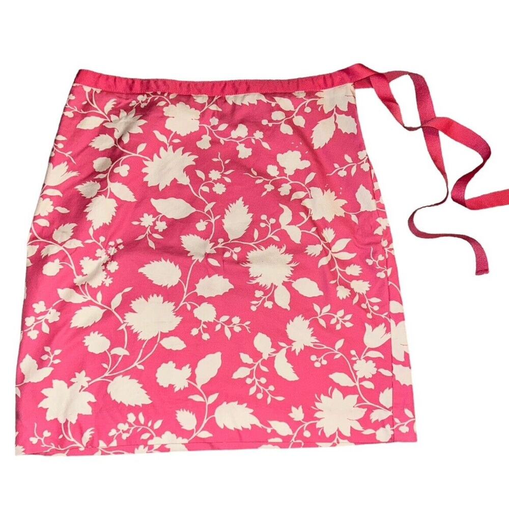 Petite Sophisticate Womens Skirt Pink White Floral Sz 6 Zip Tie Closure